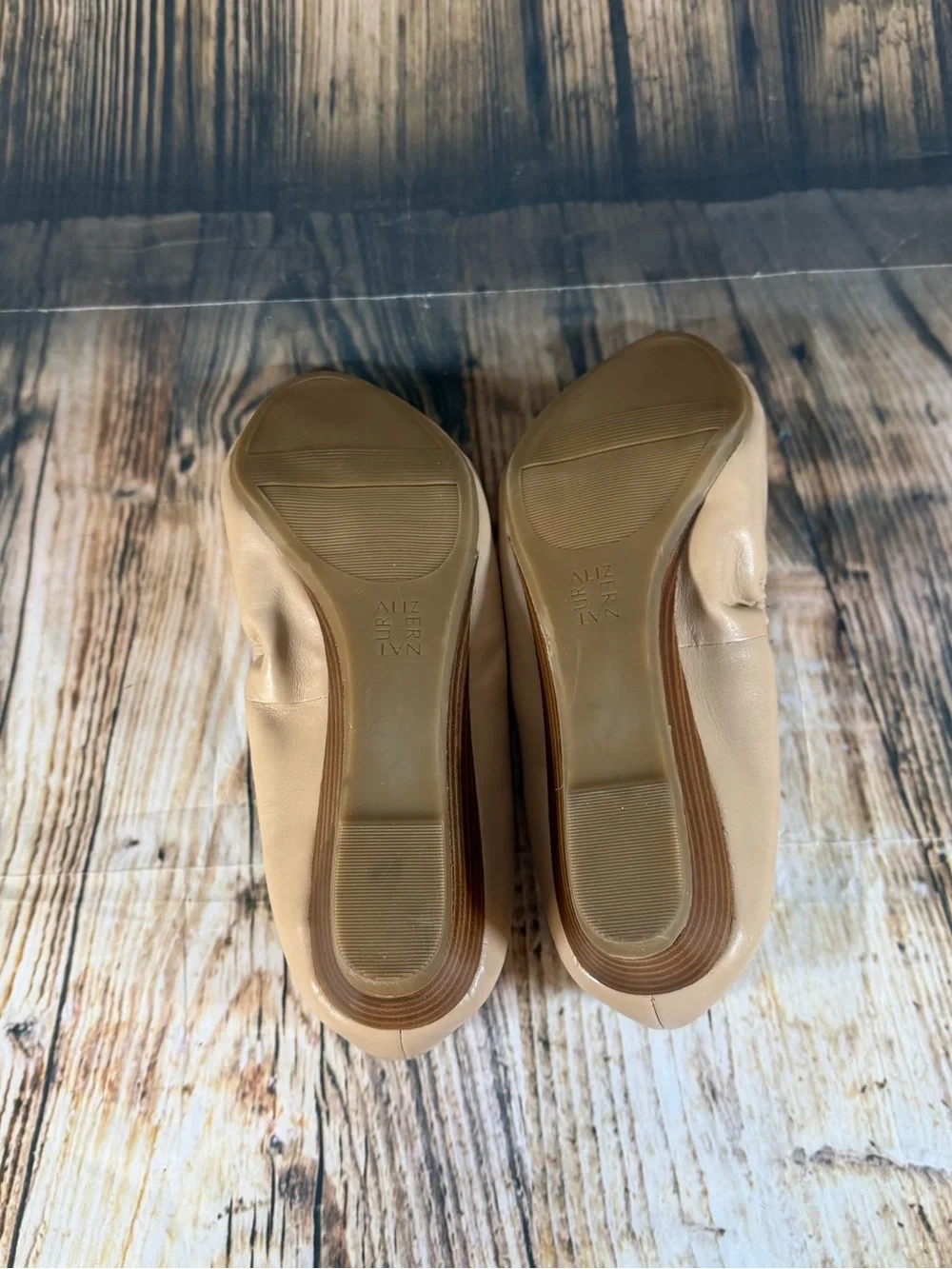 Naturalizer Copper Nude Leather Peep Toe Wedge Heels Womens 10 Chic Comfort